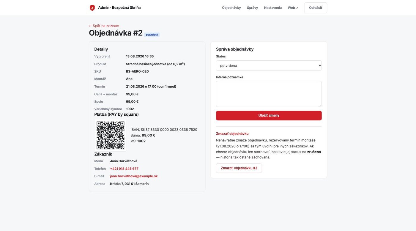 Bezpečná Skriňa – web a objednávkový systém hasiacich zariadení – ukážka 10