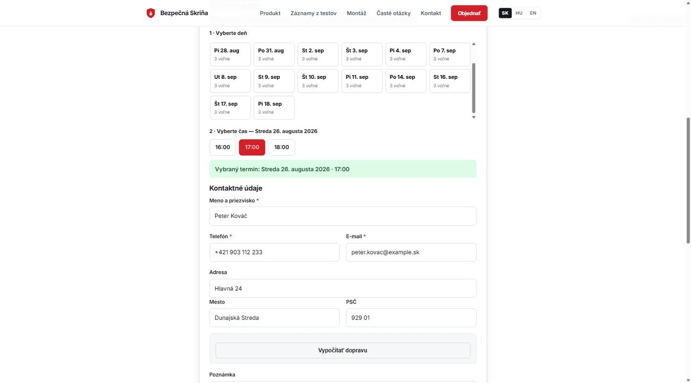 Bezpečná Skriňa – web a objednávkový systém hasiacich zariadení – ukážka 6