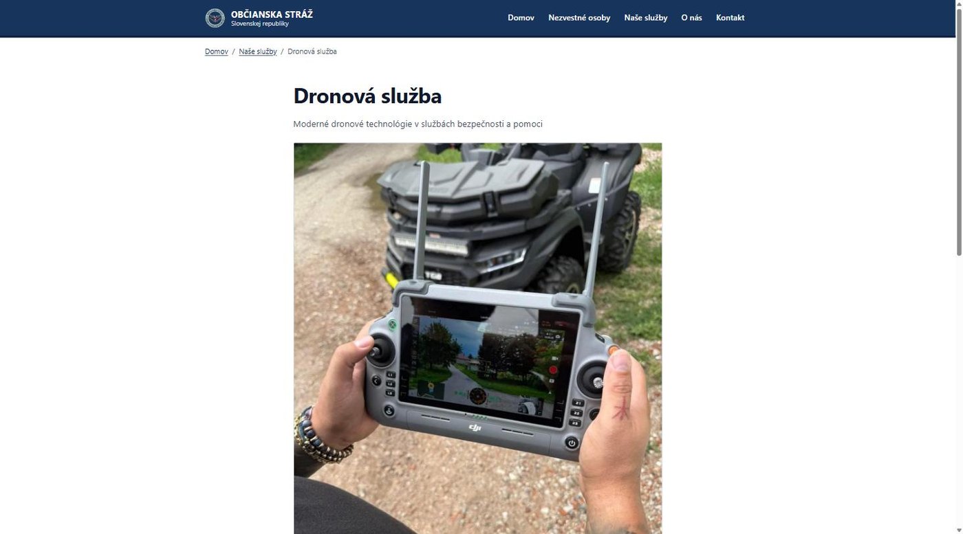 Občianska stráž SR – verejný web a monitorovací systém – ukážka 7