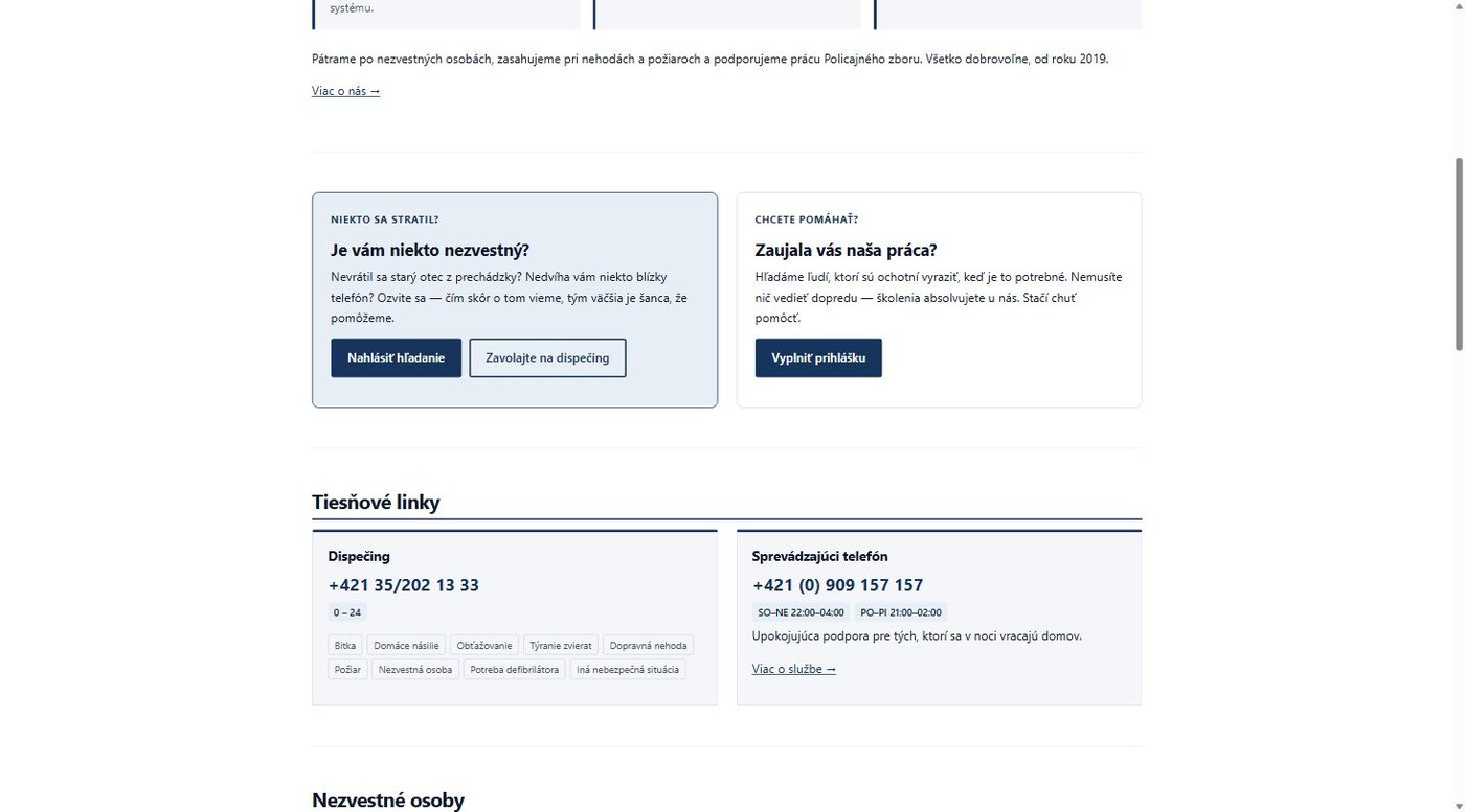 Občianska stráž SR – verejný web a monitorovací systém – ukážka 8